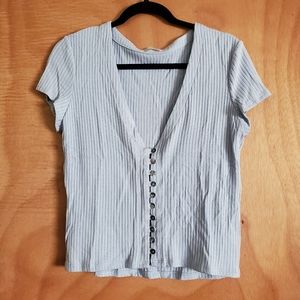 NWT Reformation Nella Button Front V-neck Top XL